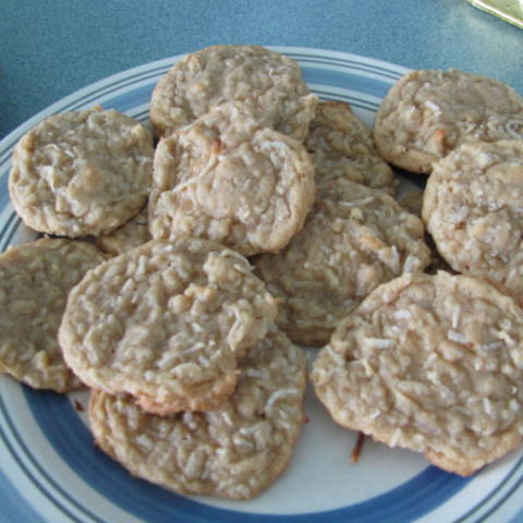 coconut cookies sitting on a plate