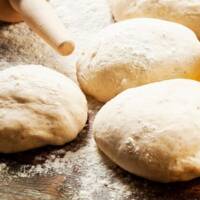 home made dough rising for pizza crust
